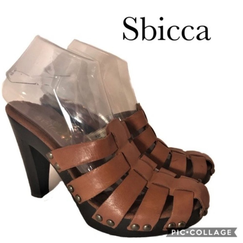 Sbicca vintage look strappy heels studded 8